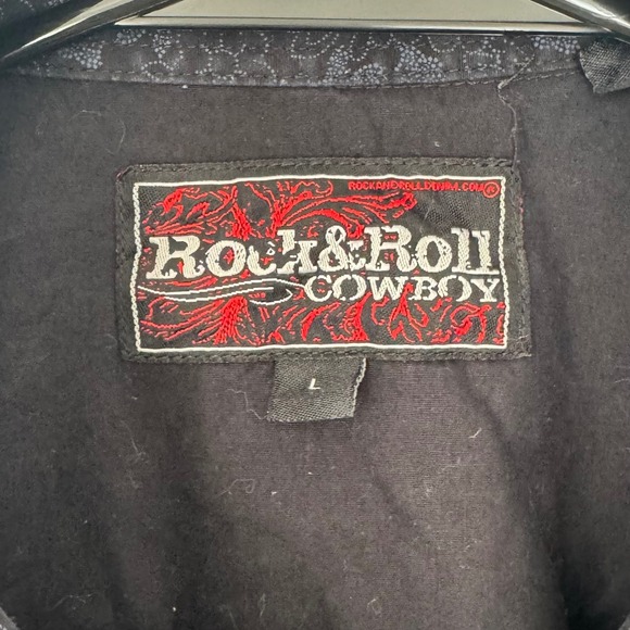 Rock & Roll Cowboy Floral Print Western Shirt Mens Long Sleeve Button Up Black L - Picture 3 of 8